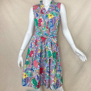 Talbots Cotton Paisley Full Skirted Dress